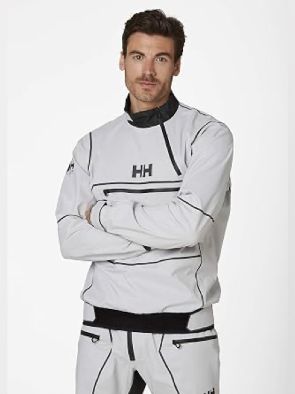 Helly Hansen White Pullover Performance Jacket with Black Trim